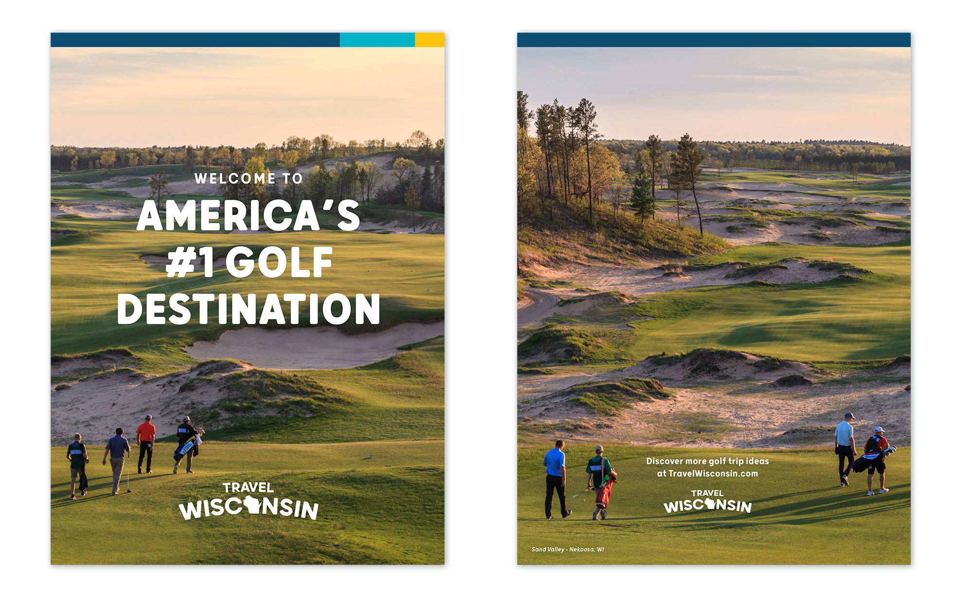 Cover of the golf insert featuring a group of people walking on a beautiful golf course